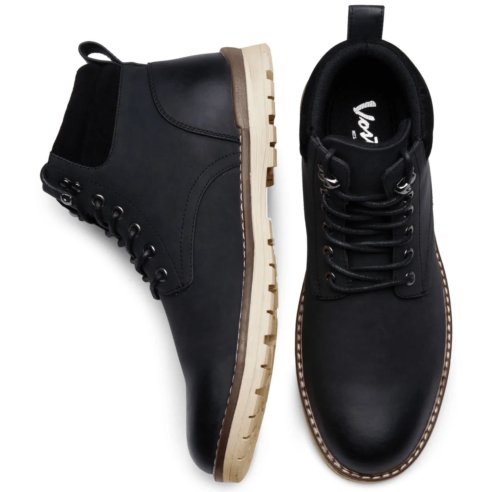 Men's Vintage-Inspired Boots, Comfortable Leather Design, Dual-Color Outsole, Side Zipper Closure